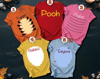 Winnie The Pooh Costume Shirt, Tigger Pooh Bear Piglet Eeyore Halloween Costume Shirt, Disneyland Family Halloween Matching, Halloween Party
