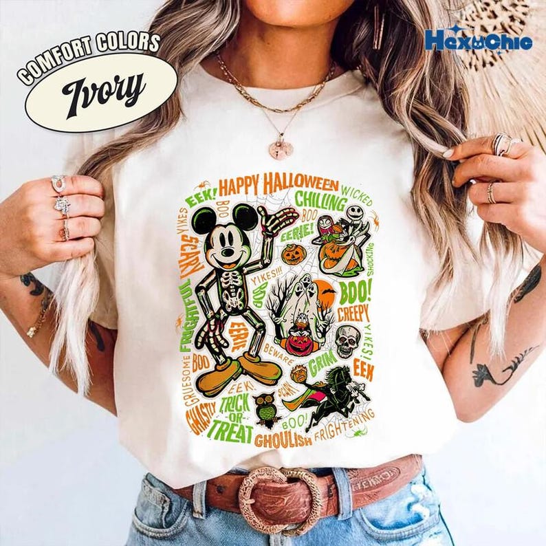 Disneyland 100 Mickey Nightmare Before Christmas Halloween Shirt, Mickey and Minnie Tee, Jack and Sally Shirt, Spooky Season, Pumpkin Shirt Bild 2