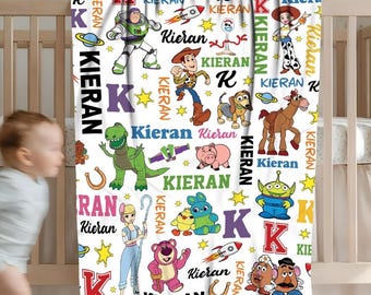 Manta polar personalizada de Toy Story, manta de personajes de Toy Story, Woody, Buzz Lightyear, Jessie, Hasta el infinito y más allá, manta de Disneyland