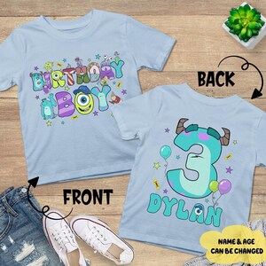 Comfort Personalized Monster inc Birthday Boy Shirt, Monster Family Birthday Party Shirt, Custom Monster Birthday Shirt, Mike Sully image 3