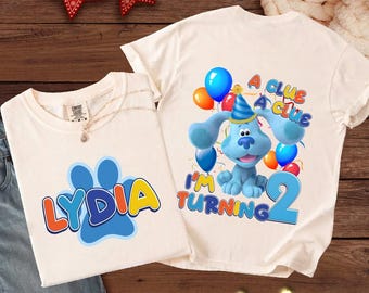 Personalized Blues Clues Birthday T-Shirt, Blues Clues Is Turning 2 Shirt, Blues Clues Family Shirt, Family Birthday Party Shirt