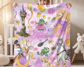 Personalized Tangled Rapunzel Blanket, Watercolor Disneyland Princess Blanket, Rapunzel Go Live Your Dream, Disneyland Birthday Girls Gift