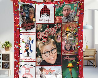 Ralph Ralphie Parker Fleece Blanket, A Christmas Story Blanket, Christmas Movie Throw Blanket For Bed Couch Sofa, Christmas Movie Blankets