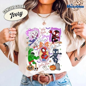 Spidey and Friends Halloween Shirt 2026, Spooky Season Tee, Comfort Colors Disneyland Super Hero Shirt, Gift for Boys, Family matching Tee image 1