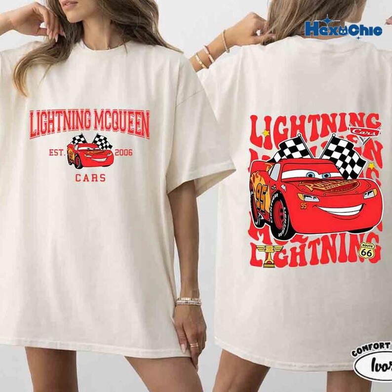 Vintage Lightning McQueen Comfort Shirt, Disneyland Pixar Cars Shirt, Retro McQueen Graphic Tee, Disneyland Family Vacation Trip Shirt 2026 image 2