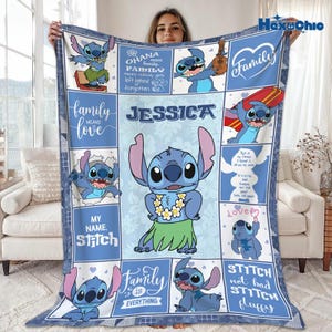 Personalized Disneyland Stitch Blanket, Disneyland Lilo Stitch Fleece Blanket, Magic Kingdom Throw Blanket, Disneyworld Birthday Gift immagine 4