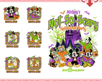 Fête d&#39;Halloween pas si effrayante de Mickey personnalisé PNG, citrouille squelette Mickey et ses amis, Costume d&#39;Halloween, groupe Halloween en téléchargement numérique