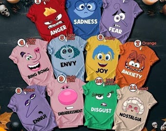 Inside Out Halloween Costume Shirt, Inside Out Characters, Disneyland Inside Out Shirt, Halloween Family Matching, Inside Out 2 Movie Gift