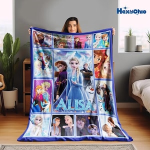 Personalized Disneyland Elsa Frozen Blanket, WDW Disneyland Baby Girl Trip Blanket, Elsa Princess Birthday Girl Blanket, Gift For Girl image 1