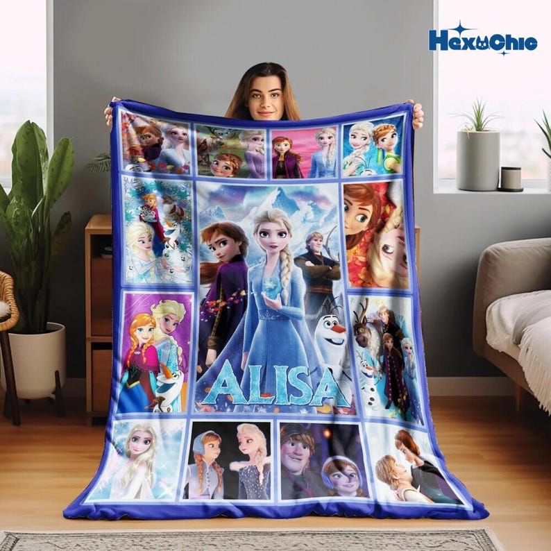 Personalized Disneyland Elsa Frozen Blanket, WDW Disneyland Baby Girl Trip Blanket, Elsa Princess Birthday Girl Blanket, Gift For Girl image 1