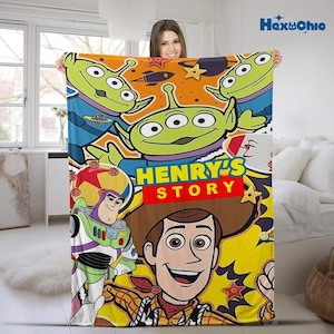 Disneyland Toy Story Blanket, Custom Name Disneyworld Blanket, Woody Buzz Lightyear Jessie Toy Story Blanket, Gift for Boy or Girl imagen 1