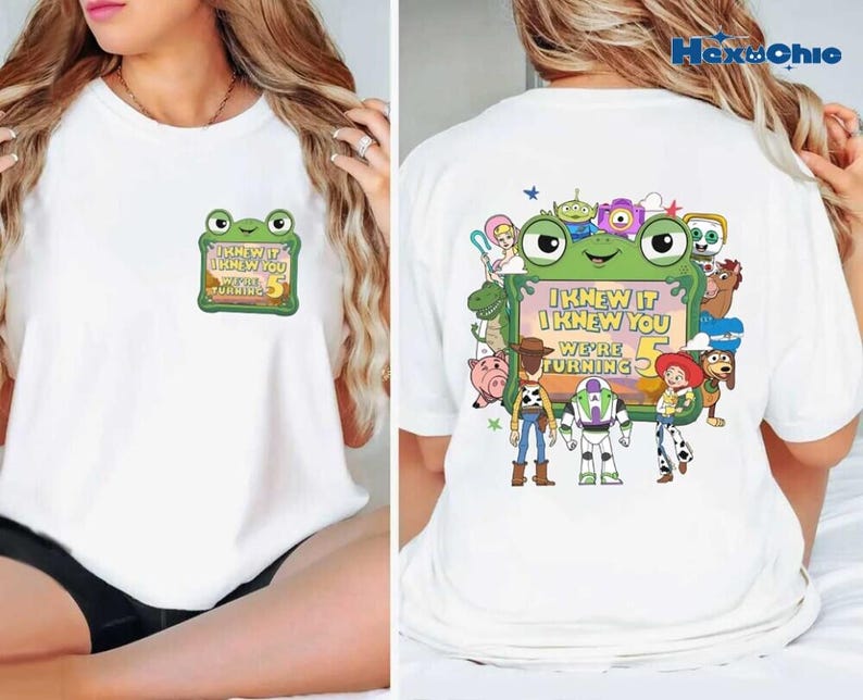 Personalized Toy Story 5 Birthday Shirt, I Knew It I Knew You We're Turning 5 Tee, Family Trip Shirt, Birthday Gift, Pixar Theme Outfit image 4