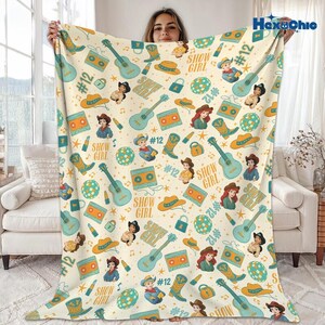 Personalized Disneyland Princess Showgirl Blanket, Princess Girl Gift, Personalized Girl Blanket, Disneyland Cinderella Ariel Belle Blanket image 1