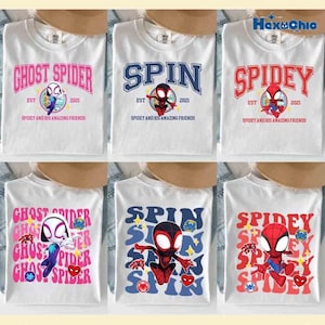 Personalized Spidey and His Amazing Friends Shirt, Ghost Spider Gwen Tee, Miles Morales Spin Shirt, Superhero shirt, Family matching Tee image 1