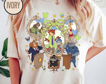 Comfort Colors Coquette Bow Watercolor Zootopi Characters Shirt, Judy Hopps & Nick Wilde Shirt, Disneyland Family Vacation, WDW Trip 2025