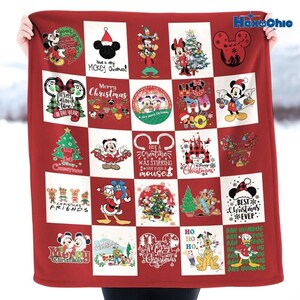 Mickey Mouse Christmas Sherpa Blanket, Disneyland Home Decor, Customizable Baby Blanket, Velveteen Plush Blanket, Disneyland Christmas Gift image 2