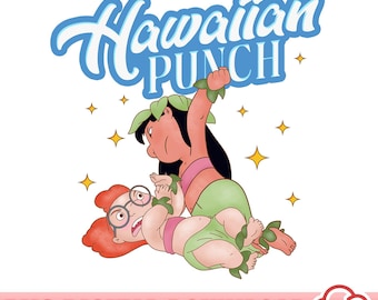 Hawaiian Punch Parody Lilo & Myrtle Cartoon Png, Disneyland Lilo Stitch Png, Magic Kingdom, DisneyTrip Family Digital Download