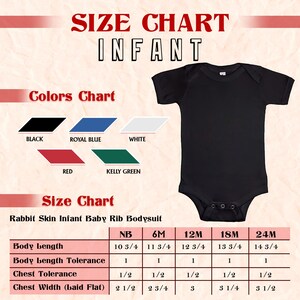 the size chart for a baby bodysuit