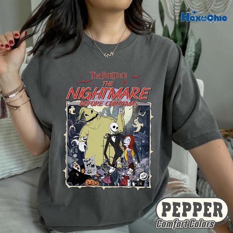 Vintage Halloween Jack And Sally Oogie Boogie Lock Shock Barrel Shirt, Nightmare Before Christmas Shirt, Disneyland Lock Shock Barrel Shirt image 4