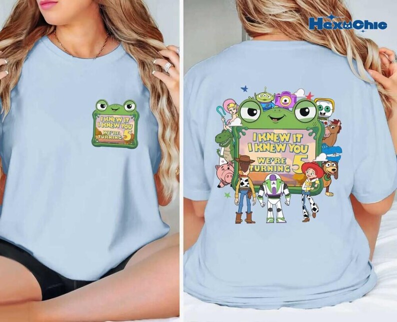 Personalized Toy Story 5 Birthday Shirt, I Knew It I Knew You We're Turning 5 Tee, Family Trip Shirt, Birthday Gift, Pixar Theme Outfit image 2