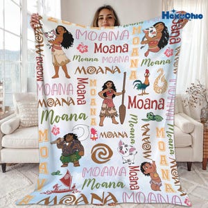 Personalized Watercolor Disneyland Moana Blanket, Baby Girl Princess Moana Birthday Girl Gift, Disneyland Maui Blanket, Christmas Gift Bild 4