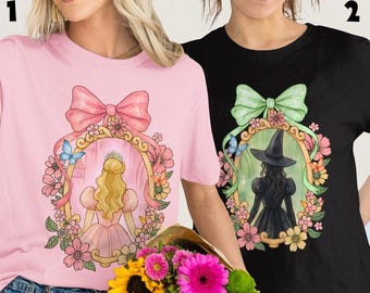 Comfort Colors Coquette Bow Wicked Movie Pink & Green Couple Shirt, Changed For Good Shirt, Wizard Of Oz Shirt, Wicked Birthday Girl Shirt