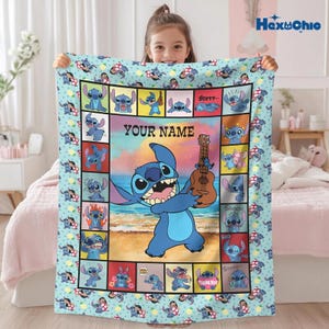 Disneyland Lilo And Stitch Blanket, Personalized Custom Stitch Blanket, Ohana Means Family Blanket, Christmas Gifts, Birthday Gifts For Kids Bild 2