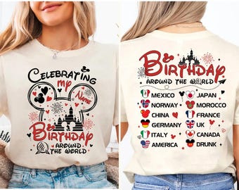 Comfort Personalized Epcot Celebrating My Birthday Around The World Shirt, Epcot Birthday, Epcot Tour, Disneyland Birthday