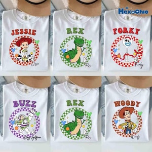 Personalized Toy Story Shirt, Disneyland Family Trip Tee, Disneyland Vacation Shirt, Retro Checkered Disneyland Tee, Disneyland World Gift image 1