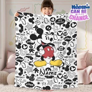 Personalized Wdw Mickey Classic Blanket, Mickey Mouse Blanket, Mickey Blanket Chirstmas Gift, Cartoon Fleece Blanket, Magic Kingdom Quilt image 1