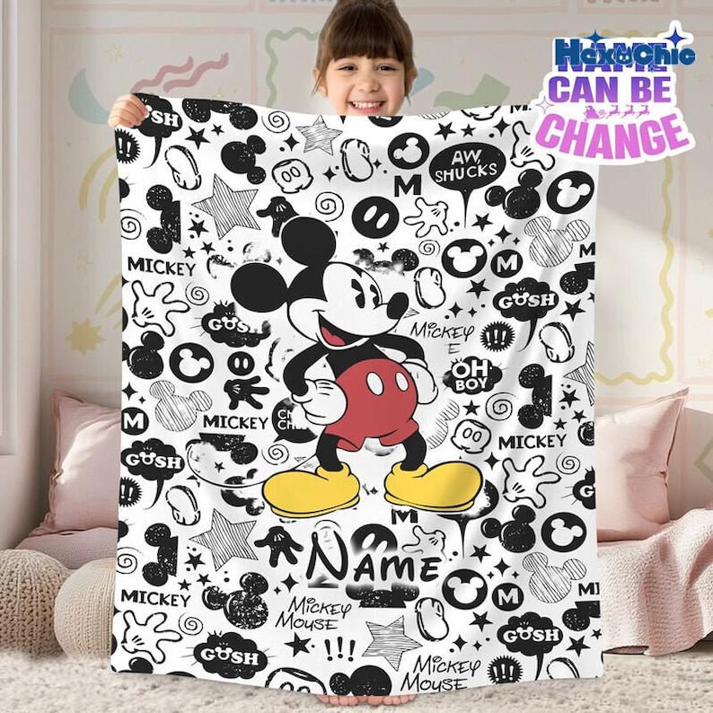 Personalized Wdw Mickey Classic Blanket, Mickey Mouse Blanket, Mickey Blanket Chirstmas Gift, Cartoon Fleece Blanket, Magic Kingdom Quilt image 1