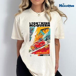 Retro Two Sided Lightning Mcqueen Comfort Colors Shirt, Disneyland Cars Shirt, Disneyland Pixar Cars Shirt, Cars Family Vacation 2026 Tee image 2