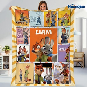 Personalized Watercolor Disneyland Pixar Characters Blanket, Baby Girl Boy Blanket, Toy Story Monster Inc Disneyland Cars Finding Nemo imagen 1