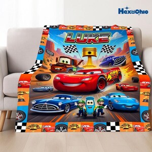 Custom Lightning McQueen Baby Blanket, Baby Shower Gift, Disneyland Home Decor,Birthday Gift for Kids,Lightning McQueen Tow Mater Blanket image 2
