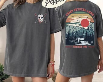 Retro Camp Crystal Lake Comfort Colors Shirt, Jason Voorhees Shirt, Summer 1980 Horror Movie Shirt, Funny Halloween Shirt, Halloween Party