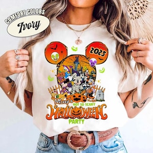 Comfort Mickey&#39;s Not So Scary Halloween Party Shirt, Mickey and Friends Halloween Family Shirt, Disneyland Halloween Trip 2025 Shirt