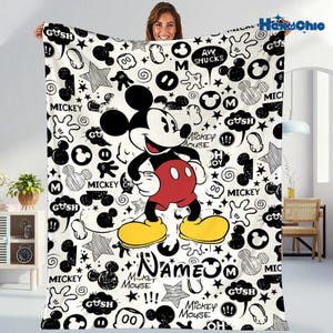 Personalized Wdw Mickey Classic Blanket, Mickey Mouse Blanket, Mickey Blanket Chirstmas Gift, Cartoon Fleece Blanket, Magic Kingdom Quilt image 2