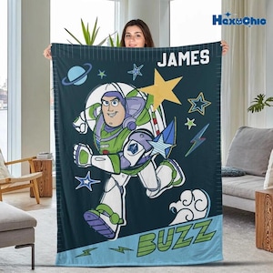 Personalized Buzz Lghtyear Blanket, Toy Story Disneyland blanket, Woody Buzz Lightyear Jessie Toy Story Blanket, Gift Christmas for boy girl image 1
