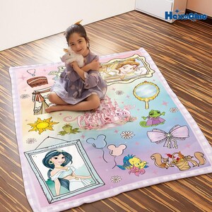 Personalized Disneyland Princess Blanket, Princess Girl Gift, Personalized Girly Gift Ideas, Disneyland Moana Belle Rapunzel Blanket image 2