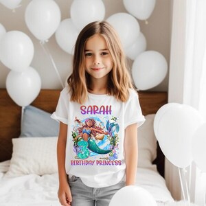 Comfort Black Little Mermaid Birthday, Afro Little Mermaid, Black Mermaid Tee, Princess Ariel Birthday Shirt, Princess Birthday Girl image 2