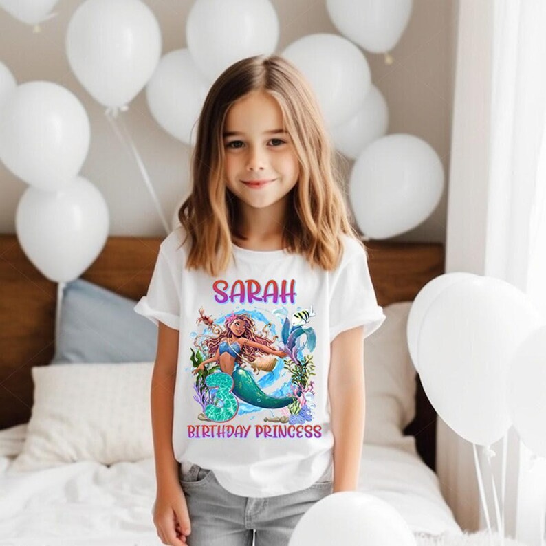 Comfort Black Little Mermaid Birthday, Afro Little Mermaid, Black Mermaid Tee, Princess Ariel Birthday Shirt, Princess Birthday Girl image 2