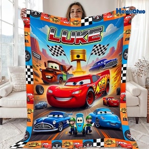Custom Lightning McQueen Baby Blanket, Baby Shower Gift, Disneyland Home Decor,Birthday Gift for Kids,Lightning McQueen Tow Mater Blanket image 1