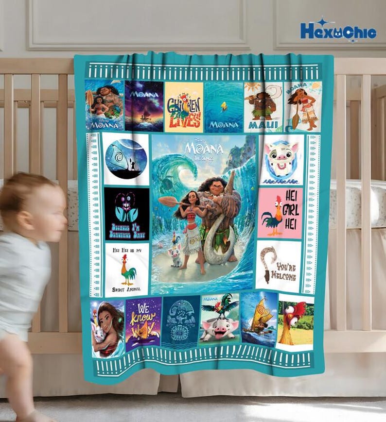 Moana Fleece Blanket, Moana Princess Blanket, Moana Cartoon Throw Blanket For Couch Sofa, Birthday Gifts For Daughter, Christmas Gift 画像 2