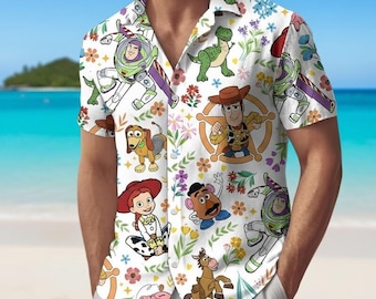 Disneyland Toy Story Hawaiian Shirt, Woody Buzz Hawaiian Outfit, Disneyland Woody Buzz Button Shirt and Shorts, Disneyland Vacation Gift