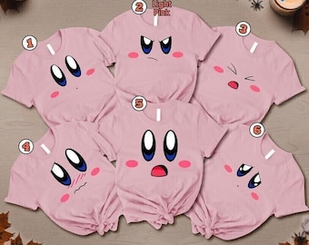 Kirby Face Halloween Costume Shirt, Kirby Game Shirt, Halloween Costume Pink Kirby Shirt, Halloween Family Group Shirt Halloween Party