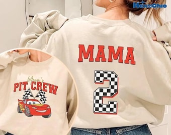 Comfort Colors Pit Crew Lightning McQueen Mama Dada Birthday Shirt, Race Car Birthday Shirt, Two Fast Birthday Tee, Disneyland Birthday Boy