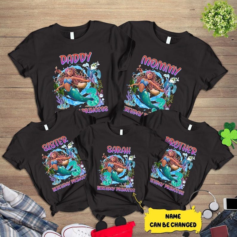 Comfort Black Little Mermaid Birthday, Afro Little Mermaid, Black Mermaid Tee, Princess Ariel Birthday Shirt, Princess Birthday Girl image 3