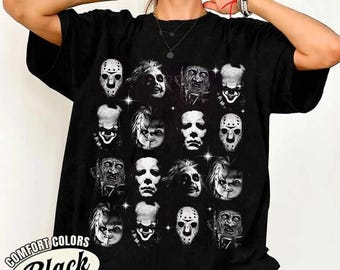 Horror Movie Characters Comfort Colors Shirt, Halloween Friends, Horror Character Shirt, Horror Nights Shirt, Spooky Season, Halloween Party