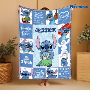 Personalized Disneyland Stitch Blanket, Disneyland Lilo Stitch Fleece Blanket, Magic Kingdom Throw Blanket, Disneyworld Birthday Gift immagine 2