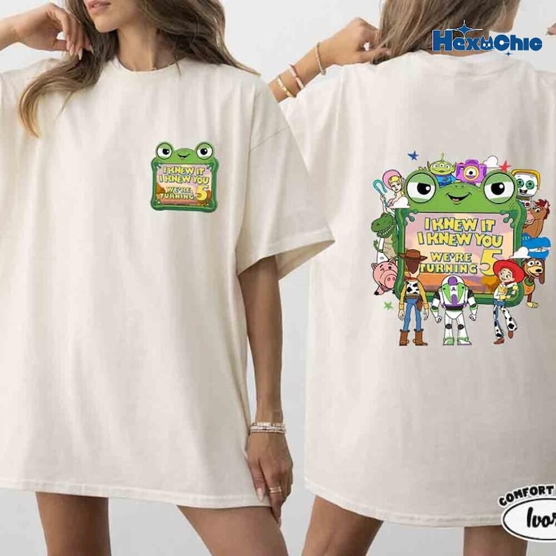 Personalized Toy Story 5 Birthday Shirt, I Knew It I Knew You We're Turning 5 Tee, Family Trip Shirt, Birthday Gift, Pixar Theme Outfit image 1